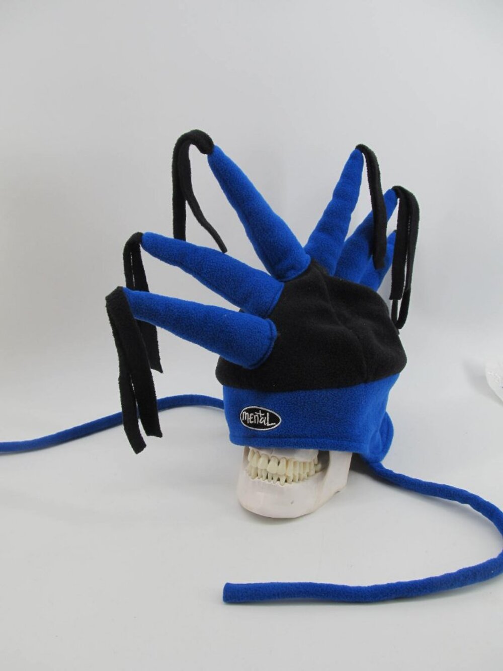 Mental Headgear Black Blue Hat Adult One Size Snowboarding Spikes Mohawk Fleece